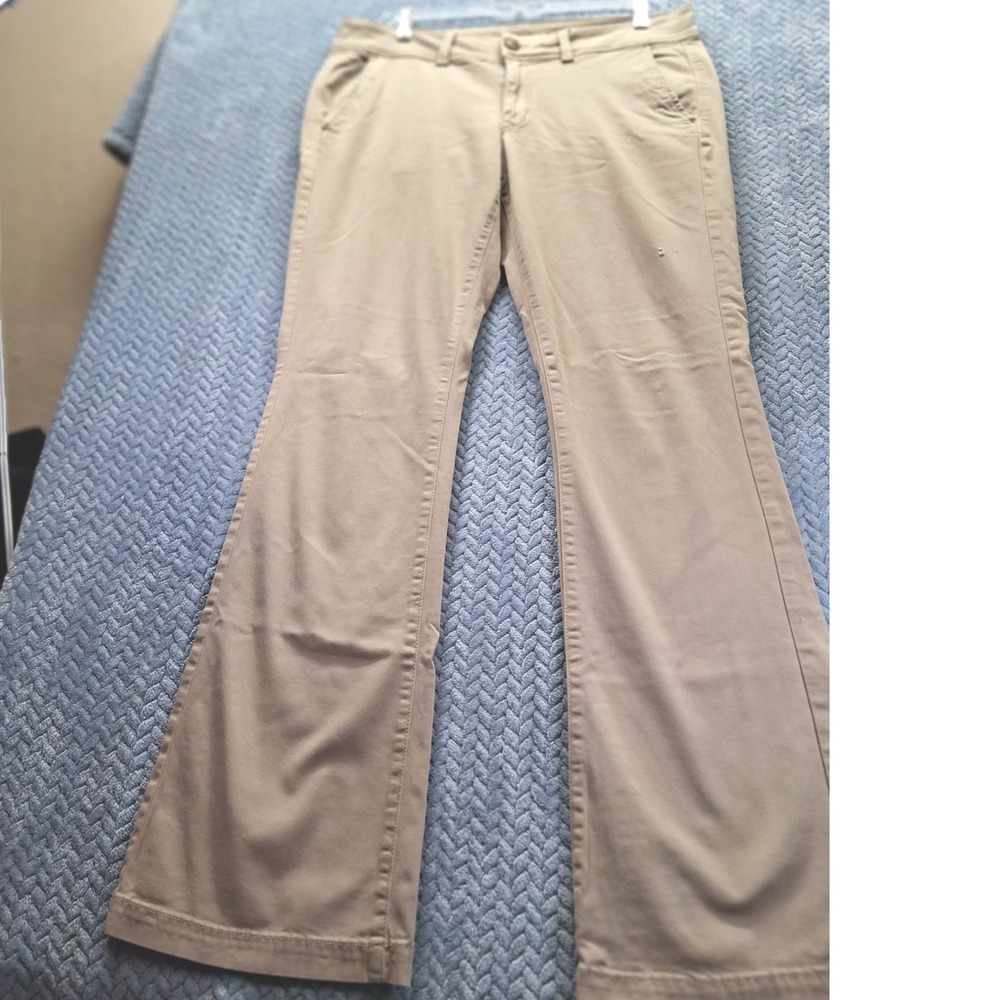 American Eagle Super Stretch X Khaki Flare Pants Tan KIck Boot Trousers Flaw